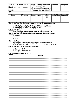Kiểm tra Số học 6 giữa chương I
